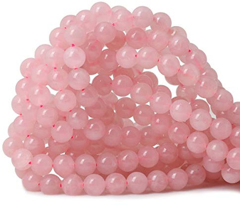 CHEAVIAN 45PCS 8mm Natural Rose Quartz Gemstone Round Loose Bead Pink Crystal for Jewelry Making 1 Strand 15
