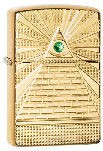 ZIPPO – Eye of Providence Design - Armor® High Polish Brass – Sturmfeuerzeug, nachfüllbar, in hochwertiger Geschenkbox