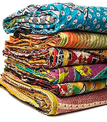 DIYANA IMPEX Vintage handgefertigte Kantha Steppdecke, wendbar Lot of 1