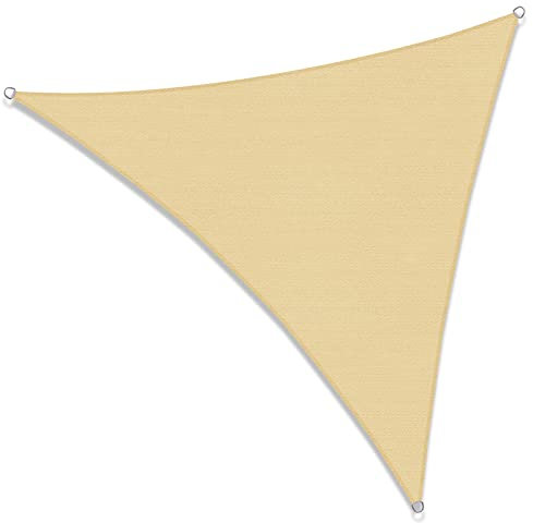 SUNNY GUARD Toldo Vela de Sombra Triangular 3x3x3m HDPE Transpirable protección UV para Patio,Jardín, Exteriores, Terraza, Color Arena