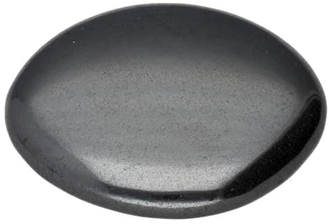 Edelstein Scheibenstein 3-5 cm + Edelsteinkarte | Handschmeichler Taschenstein Massagestein | Lebensquelle Plus (Hämatit, grau)