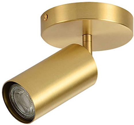KCO Lighting Moderne LED-Beleuchtung, gebürstetes Gold, bündig montiert, Deckenstrahler, Einzelmessing, Küchenschienenbeleuchtung, Innen-Deckenstrahler