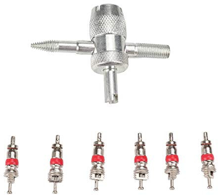 Namvo 4-Way Valve Tool with 6 Brass Valve Cores Fit for All Vehicle AMD Air Conditioning Units