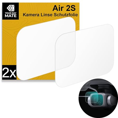 Your Day Mate Camera lens protective film for drones, 2 pack, compatible with DJI Air 2S, protective glass crystal clear, protective film camera lens drone, film objective lens drone
