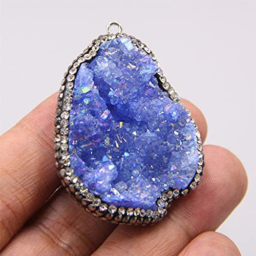 zxcs Azul Cuarzo Cristal Piedra Colgante ágata péndulo Natural Piedra Encanto Collar Colgantes joyería Haciendo Mujeres curación Regalos