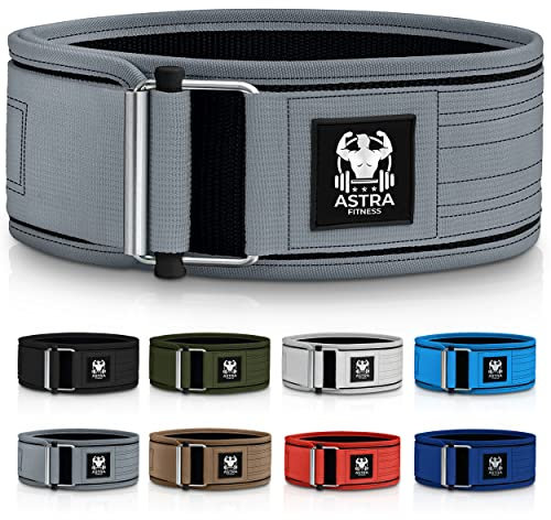 Astra Fitness Gewichthebergürtel – Auto-Locking Gewichthebergürtel für Powerlifting, Kreuzheben, 7.6 cm Klettverschluss Gewichthebergürtel Nylon Gym Gürtel für Männer und Frauen (groß, grau)