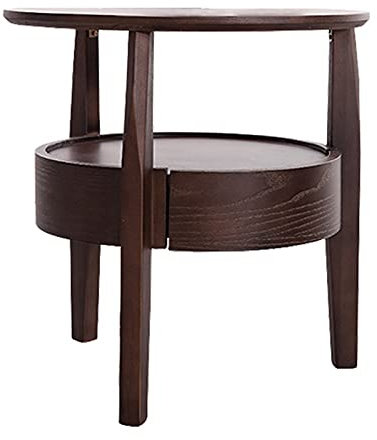 Étagère à livres Table de chevet en bois de cendres de nuit ronde avec 1 tiroirs de style moderne au milieu de siècle pour bureau de chambre à coucher Table de fin de bureau, 19.7 L x19.7 W x19.7 H
