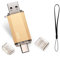 Tipo C y USB 2.0 OTG Flash Drive 32 GB 2 en 1 USB Pendrive Memory Stick para Smartphones Android, Windows, Android, Pc, Tabletas, Almacenamiento DE Datos Externo Etc (Oro)
