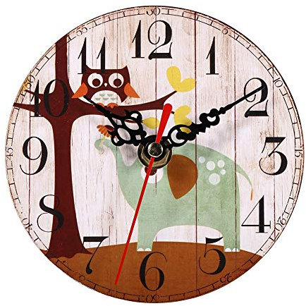 Ausla 12 cm Wanduhr Retro Rustikale Batteriebetriebene Uhren, Dekoratives Holz, Leicht Lesbar für Küche, Schlafzimmer, Wohnzimmer(#1)