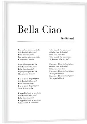 artboxONE Poster mit weißem Rahmen 18x13 cm Typografie Bella Ciao Lyrics - Bild Bella ciao Folk Music Folk Song