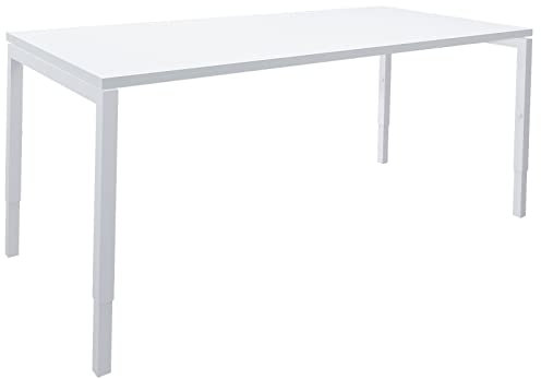 NOVA UH Schreibtisch manuell höhenverstellbar 160x80cm Bürotisch Computertisch Büro, Gestellfarbe:Weiß