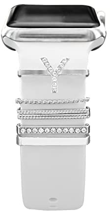 Anillos Decorativos de Diamantes Loops Compatibles con Apple Watch Bandas 38mm 40mm 41mm 42mm 44mm 45mm 49mm, Watch Correa Metal Charms Accesorios para iWatch Series 8 7 6 5 4 3 2 1 SE Ultra,Letra Y