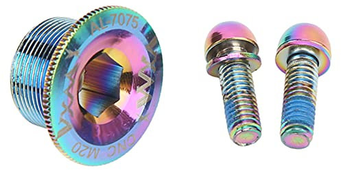 SPYMINNPOO Bike Crank Screw, Kit, Aluminum Alloy Crank Cover Caps Electroplating with Stem Screws for M20 Road Bike BB Central Axes Cycling Bicycles And Spare Parts