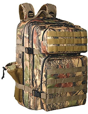 KXBUNQD Militärischer taktischer Rucksack, 45 l, Wanderrucksack, für Herren und Damen, Molle-Armee-Rucksack, Tagesrucksack für Camping, Angeln, Reisen, Ahornblatt-Tarnmuster, Rucksack, Rucksäcke