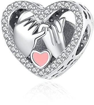 BEEUVIP Damen liebe Herzt Charm Anhänger für Armband 925 Sterling Silber Geburtsstein Charms Beads passend für Armband