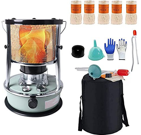 Petroleumofen Für Innenräume,Petroleum Heizung,Mobile Heizung Ohne Strom Innen,Tragbarer Petroliumheizer,Camping Und Kochen,Effizienter Petroleum Ofen Indoor Mit Umfallschutz 5 Docht, 6l