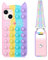 GDDJONG Fidget Pop Handyhülle für iPhone 13, Kawaii Hülle für iPhone 14, Stressabbau, Push-Pop-Blase, 3D-Cartoon, lustig, niedlich, weiches Silikon-Design, für Mädchen, Kinder, Jungen
