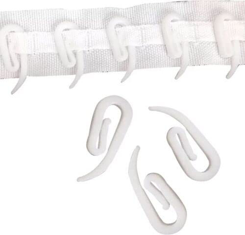 Gancio per Tenda a proboscide in Nylon Bianco 1,8 x 1,2 cm 25 Pezzi per Tende finestre vetrate e Tende Doccia (25 pezzi, Bianco)