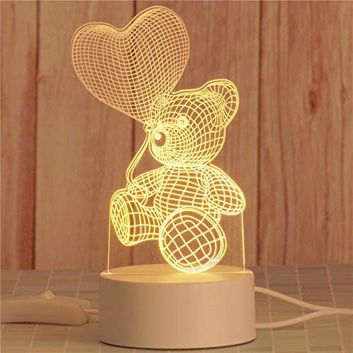 AKIS HOME 3D Nachtlicht, LED Illusion Lampe mit Smart Touch 7 Farben für Wohnzimmer Schlafzimmer, Geburtstagsgeschenk für Mädchen Junge (Ballonbär, 7-farbig)