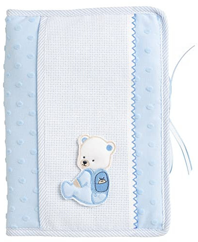 FILET - Borsa per Pannolini e Salviette da Ricamare in Morbido Tessuto, Organizer per il Cambio con Apertura a Libretto, Idea Regalo per Futuri Genitori, Made in Italy, Colore Azzurro