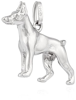 NKlaus Kettenanhänger Dobermann mit Schlaufe rhod. 925 Silber Silberanhänger rhodiniert 13743
