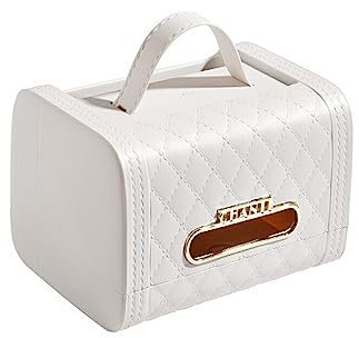 SUIOPPYUW Scatola per fazzoletti Dispenser per Carta da Camera da Letto in Pelle Contenitore per tovaglioli in plastica Decor Cancelleria Custodia per Telecomando, Bianco