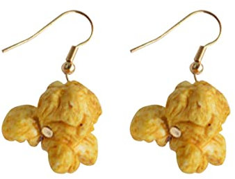Pompon Ohrringe Für Fun Food Popcorn Ohrringe Diy Ohrringe Schmuck Lustige Persönlichkeit Kleine Ohrringe Frauen Geschenk Lippenohrringe (Yellow, One Size)