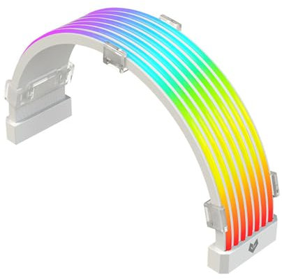 RGB Power Extension Cable Kit, PSU ARGB Sleeved Synchronized ATX Cable Kit with LED Diffused Tube, 5V 3Pin Custom Motherboard PC Cable for Corsair Commander Core XT Lighting Node
