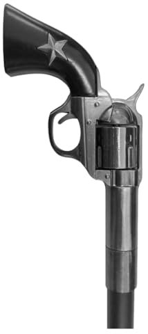 Horror-Shop Deko Gehstock mit Griff in Revolver Form als Kostümzubehör, Schwarz, Silber, ca. 100cm