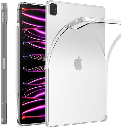 KARFUN Clear Case for Apple iPad Pro 12.9 inch 2022-2021(6th/5th) Generation Case,Slim Lightweight Kickstand Protective Transparent Cover with Pencil Holder
