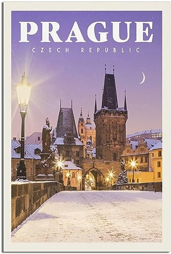 Dekorative Gemälde Prag Vintage Reiseplakat Poster an der Wand Dekor Kunst Wandbild Leinwand Gemälde Ungerahmt 30x45cm