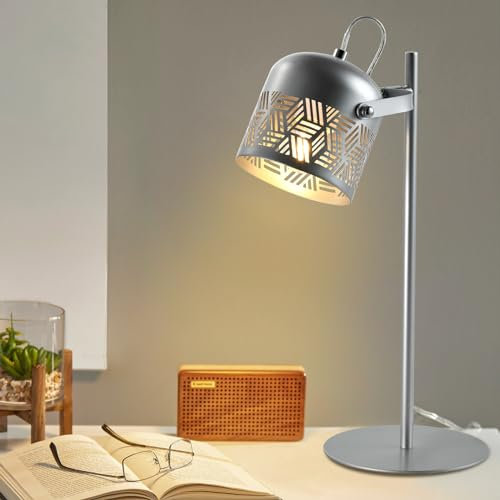 LQWELL® LED Tischlampe, Retro Palaststil Tischleuchte, E27 Nachttischlampe, Metall Schreibtischlampe Esstischlampe für Schlafzimmer Esszimmer Bibliothek Museum Studio Büro Bar Geschäft Dekor