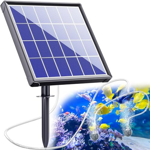 Biling Aérateur de bassin solaire 2,5 W avec batterie - Pompe à oxygène solaire pour bassin - Pompe à air d'aquarium - Pour la circulation de l'eau dans le jardin
