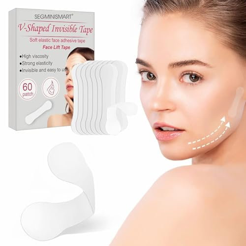 SEGMINISMART Facelifting Aufkleber, Tape,Lift,Face Sticker,Unsichtbare Dünne, Klebeband,Makeup Werkzeuge für Doppelkinn V Gesicht,60 Stück
