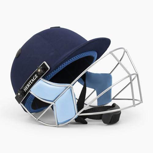 HERITAGE Cricket Helmet with Full Face Grill Fitted Ear guards for Cricket Protection Extra Small Blue