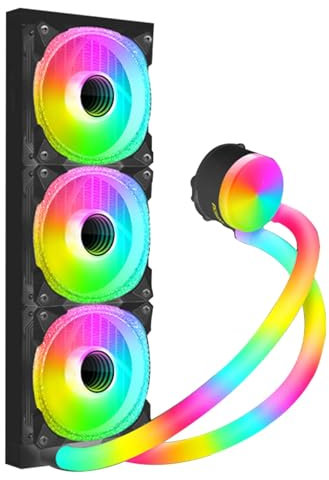 Dracqwn 240mm CPU Air Cooler 5V 3 Pin ARGB SYNC Addressable For Intel: LGA115X/ 1200/1366/17XX/20XX, AMD: AM4 / AM3(+)/ AM2(+) /FM2(+) / FM1 (Color : B 360mm, Size : C Black MOZUAN)