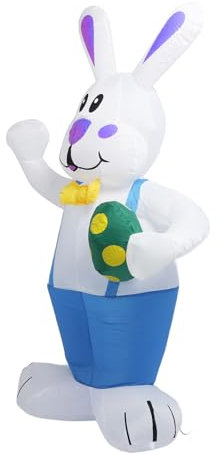 Blauer Osterhase mit Osterei, Aufblasbare Gartendekoration, Riesiger Hase mit LED-Lichtern, Wasserdicht, 1,8 M Hoch, für Urlaubsparty (EU-Stecker 220-240 V)