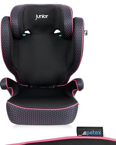 PETEX Seggiolino auto con ISOFIX – Basic Plus i-Size norma ECE R129 per bambini da circa 100 – 150 cm, seggiolino auto regolabile in altezza, colore rosa