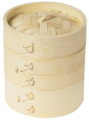 Axaooqeld Vaporera de madera de bambú, cuenco para acampar al aire libre, vaporera tazas para cocina en casa, picnics y barbacoas, talla L
