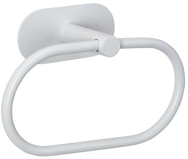 WENKO Turbo-Loc® Orea Anneau Porte-Serviettes en Acier Inoxydable Blanc Mat 20,5 x 12,5 x 7,5 cm