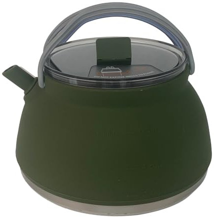 GETBSTOOP 1.5L Portable Collapsible Kettle with Handle - Silicone and Stainless Steel Bottom Water Boiler for Camping, Hiking, Backpacking