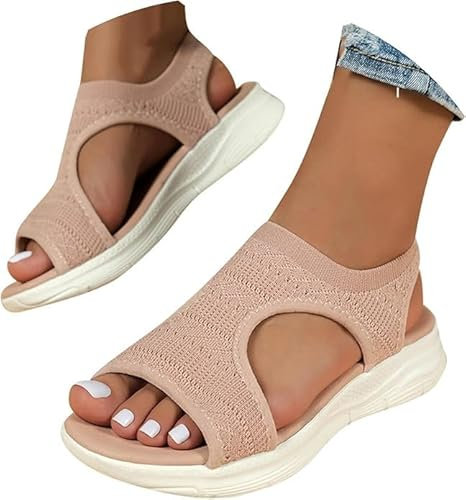 RUITOTP Sandales Femme éTé Confortable OrthopéDique Sandales Et Nu-Pieds BohêMe Bout Ouvert Sandales Chaussures AntidéRapantes Respirantes Avec Boucle DéContractéEs Talon Compensé Grande Taille