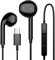 JYCHEYI Black USB C Headphones Wired for iPhone 15 Series, for iPad Pro Air 5/4/Mini 6/iPad 10th, Type C Earbuds for MacBook Pro/air, Control Microphone, Volume, Music, 1 Pack