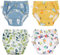 Dioshark Baby Boys Potty Training Pants Reusable Cotton, 4 PCS Toilet Training Underwear Pants Washable with Dinosaur Car Dog Bear Pattern Training Diaper for Toddler Age 4-6Years, Yellow White Blue