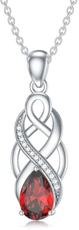925 Sterling Silver Celtic Knot Good Luck Irish Pendant Necklace with 12 Months Birthstone Jewellery Gifts for Women
