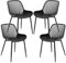 COSTWAY Dining Chairs Set of 4, Modern Kitchen Chairs with Lattice Backrest, Curved Seat, Metal Legs & Non-slip Foot Pads, Accent Side Chair for Living Dining Room Restaurant