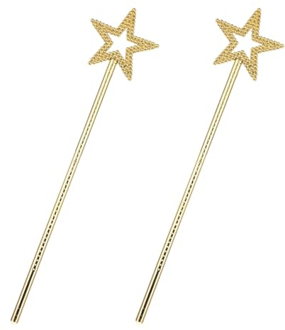 ZEYIYER Lot de 2 baguettes de fée de 33 cm – Baguettes de princesse dorées pour enfants, baguettes d'étoiles scintillantes – Baguette de fée d'ange pour filles, fête d'anniversaire, mariage, Noël,