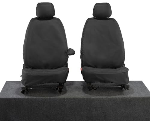 UK Custom Covers Tailored Heavy Duty Waterproof Front Seat Covers (WITHOUT Folding Passenger Seat) Black - Compatible With Citroen Nemo (2008 Onwards) SC1196BAD2