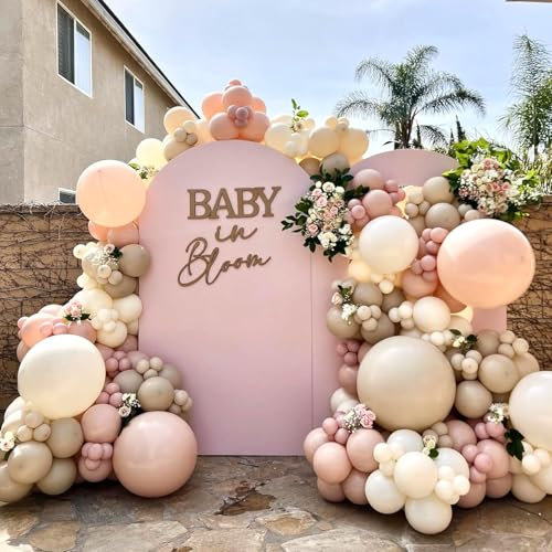 Dusty Pink White Balloon Arch Kit, Dusty Pink White Sand and Ivory White Balloons for Boho Engagement Wedding Bridal Shower Birthday Baby Shower Baby In Bloom Decorations