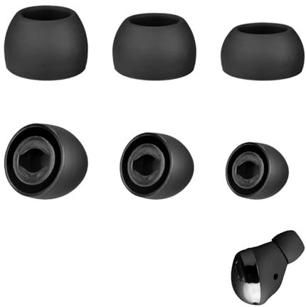 3 Pares Almohadillas de Silicona Compatibles con Samsung Galaxy Buds Pro, Tapones Repuestos, Antideslizantes, Mejora de Sonido y Comodidad, Compatibles con Estuche de Carga (S/M/L, Negro)